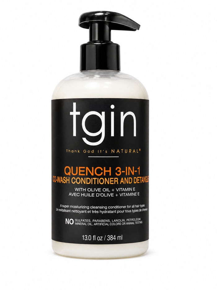 tgin Quench 3-in-1 Co-Wash Conditioner & Detangler with Olive Oil & Vitamin E – 384ml (13 fl oz)