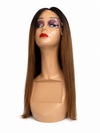 Straight Ombre Lace Front human hair Wig – Dark Brown to Warm Brown