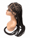 Long Black Box Braided lace frontal Wig