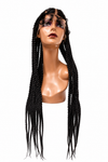 Long Black Box Braided lace frontal Wig