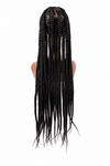Long Black Box Braided lace frontal Wig